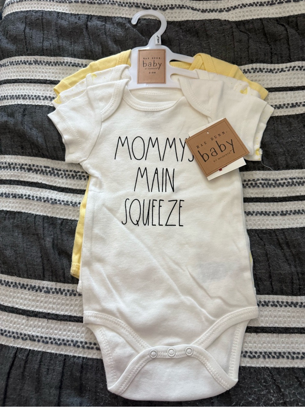 Rae Dunn White and Yellow Baby Onesie Set - Mommy's Main Squeeze